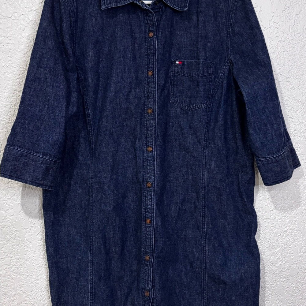 Tommy Hilfiger Navy Button-Down Midi Dress